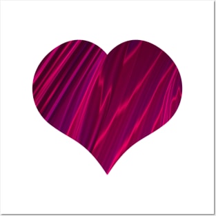 Fractal Romance and Love Heart Series Satin Fuchsia Kisses Posters and Art